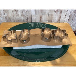 Rae Dunn Our Family Cookie Exchange Plate Platter Cookie Cutter Set Christmas